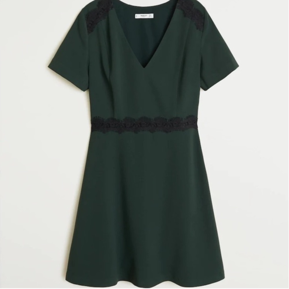 MNG by MANGO emerald green Lace Detail Mini Dress